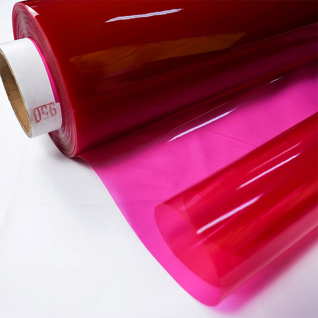 0.1mm-0.5mm RoHS Standard Super Transparent Colorful PVC Plastic Film for Bag Raincoat